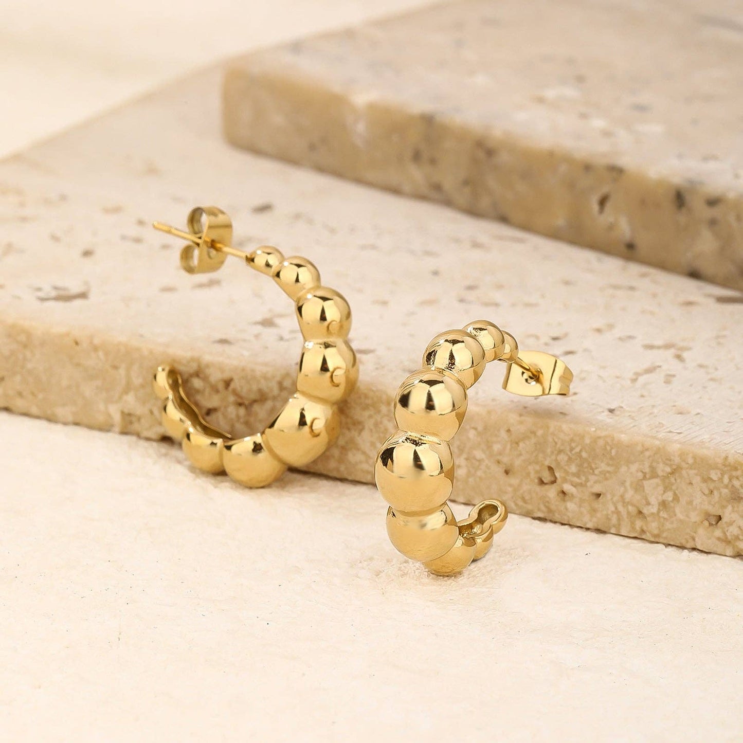 RB Dainty Open Hoop Earrings - 18K Gold Plated
