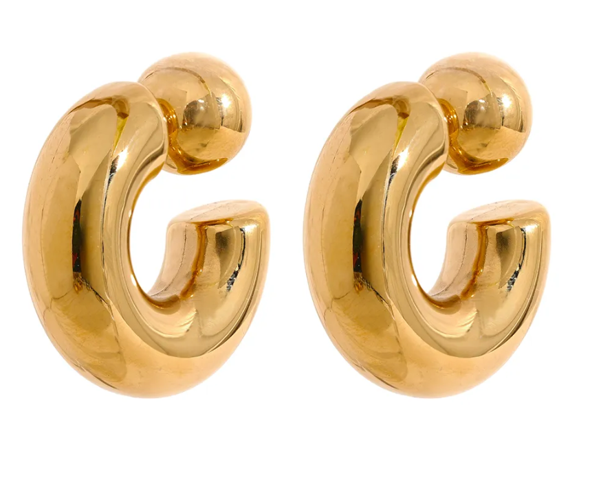 Thea O Hoop Earring - 14k Gold Plated Stainless steel
