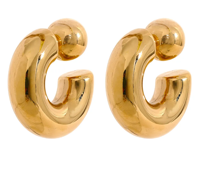 Thea O Hoop Earring - 14k Gold Plated Stainless steel
