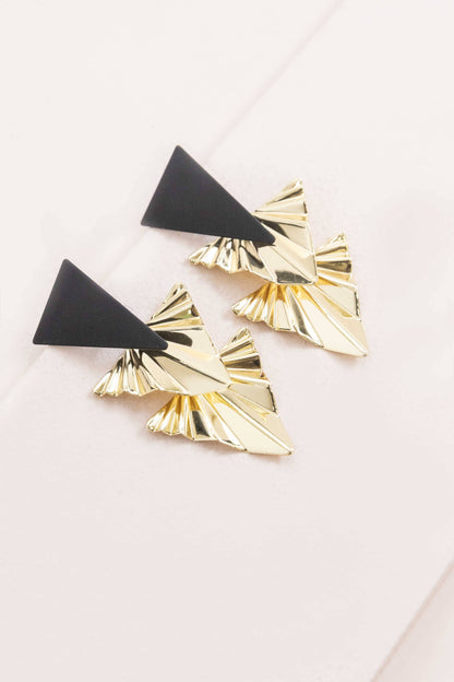 Lovoda Ruffled Gold Drop Earrings