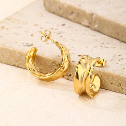 RB Chunky Hoop Earrings - 18K Gold Plated