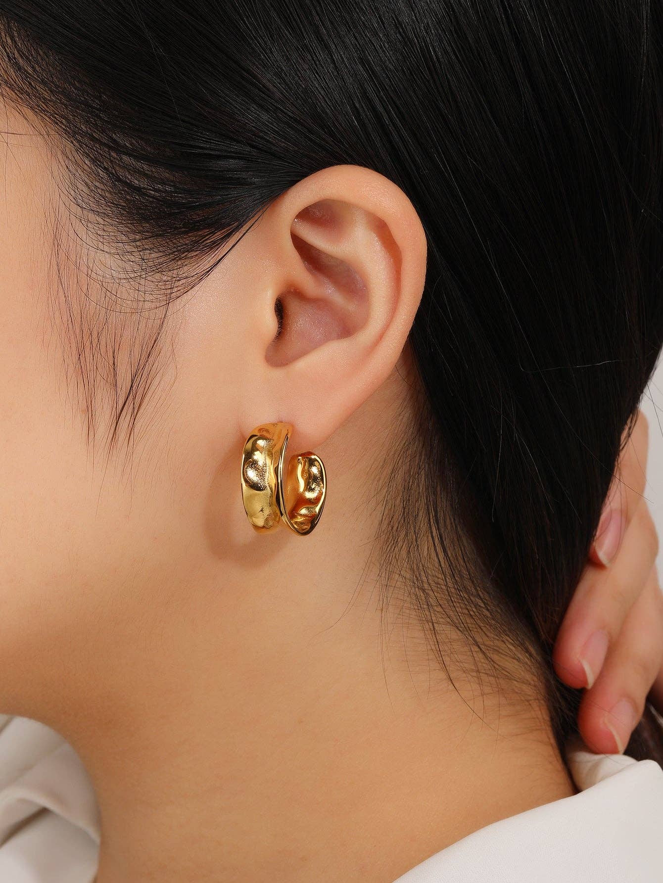 RB Chunky Hoop Earrings - 18K Gold Plated
