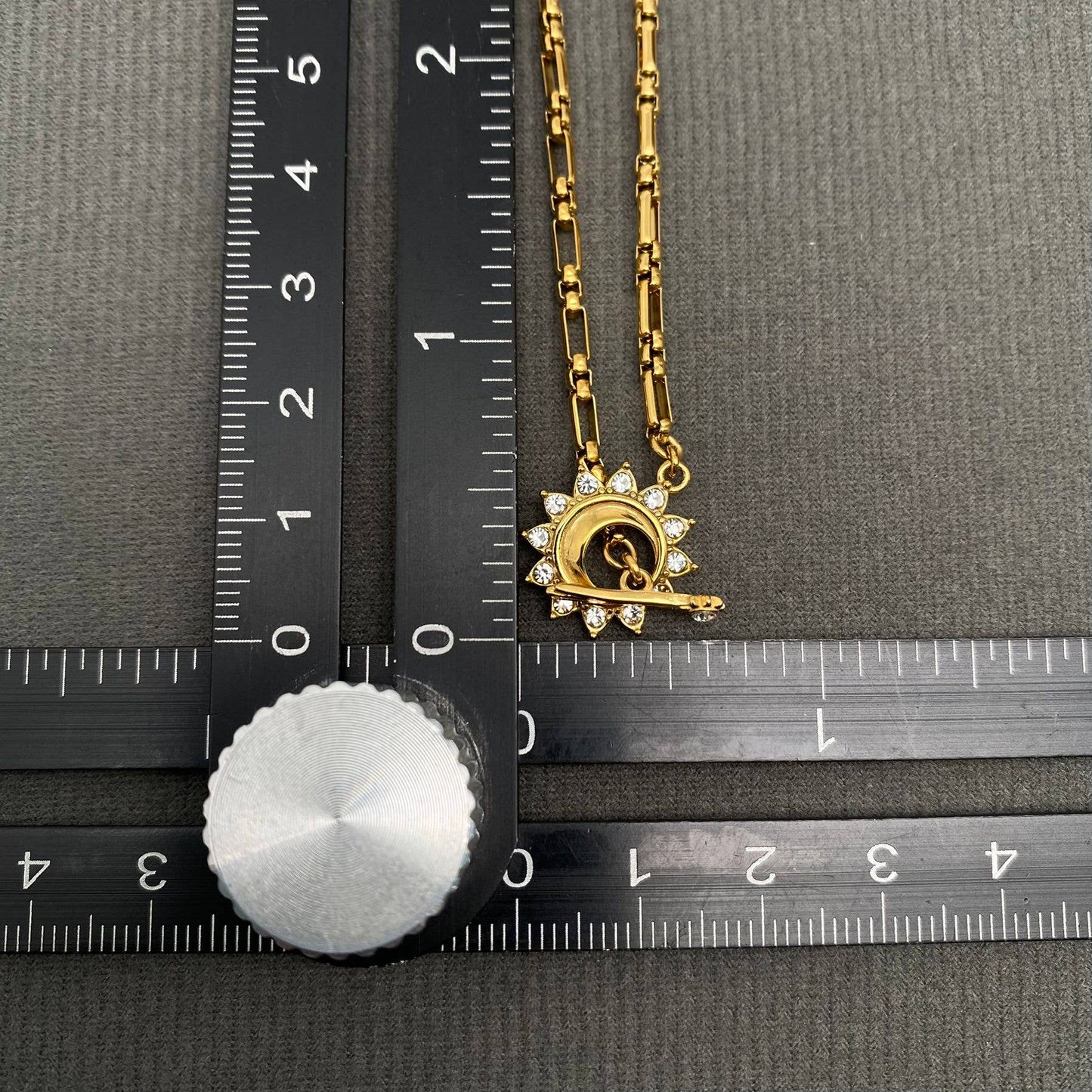 Zircon inlaid sun moon 18K Gold Plated SS Necklace - FGS/MS