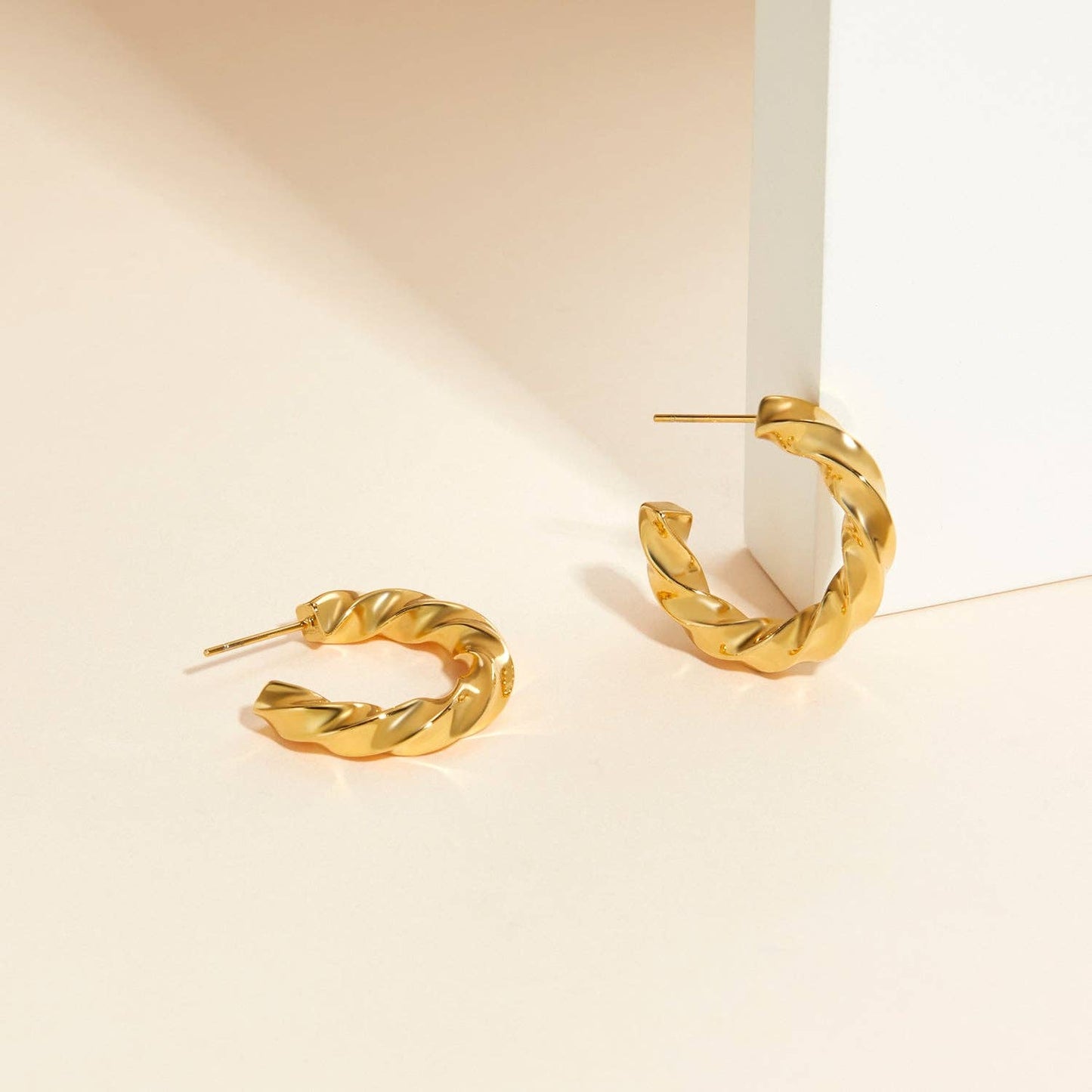 RB Twisted Hoop Earrings - 18K Gold Plated