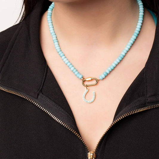 WJW Carabiner Necklace - Turquoise/Gold