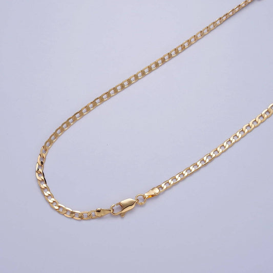 Dainty Flat Curb Chain Choker- 18K Gold Filled/15.7