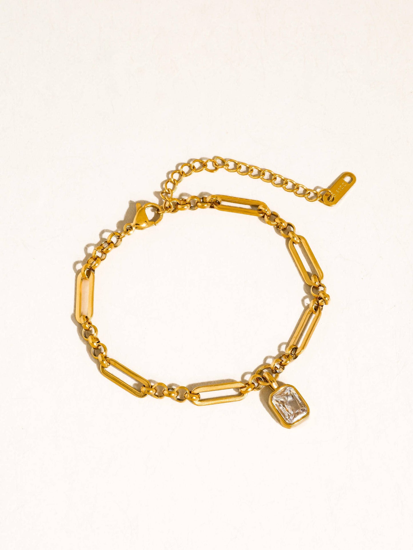 FM Leland CZ Link Bracelet - 18K Gold Plated