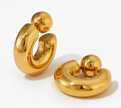 Thea O Hoop Earring - 14k Gold Plated Stainless steel