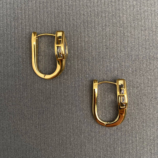 Zircon inlaid Snake 18K Golden S.Steel Hoop Earrings - FGS