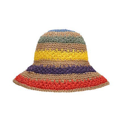 AC Rainbow Woven Straw Bucket Hat