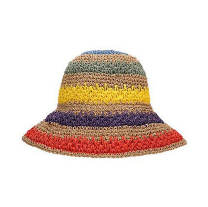 AC Rainbow Woven Straw Bucket Hat
