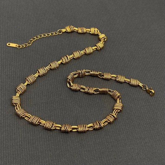 Mio Queena Multiple Coil Chain Necklace - 18K Gold Plated