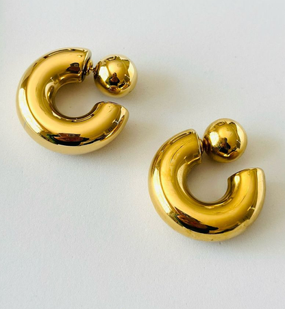 Thea O Hoop Earring - 14k Gold Plated Stainless steel