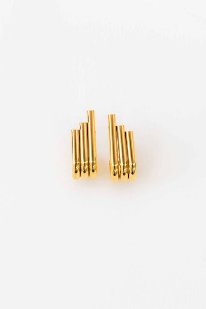 Lovoda Pipes Stud Earrings - 14K Gold Plated