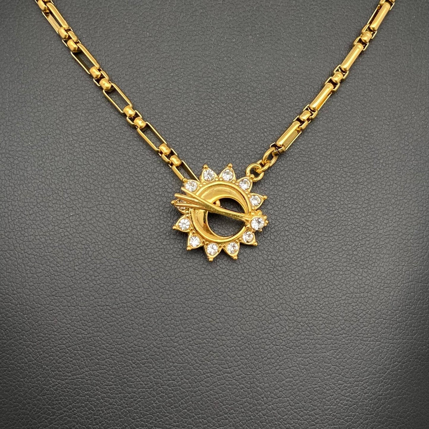 Zircon inlaid sun moon 18K Gold Plated SS Necklace - FGS/MS