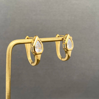 Zircon inlaid Snake 18K Golden S.Steel Hoop Earrings - FGS