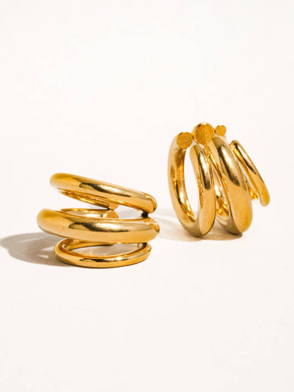 FM Ames Trilayer C Hoop Ear Cuff - 18K Gold Plated