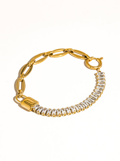 FM Benson Rhinestone Chain Bracelet - 18K Gold Plated