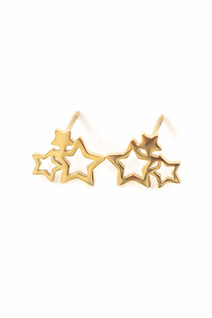 Lovoda Cluster of Stars Stud Earrings - 14K Gold Plated