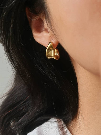 FM Ninelle Sculpted Wave Hoop Earrings - 18K Gold Plated
