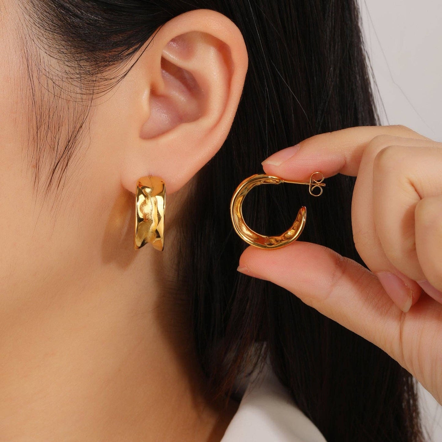 RB Chunky Hoop Earrings - 18K Gold Plated