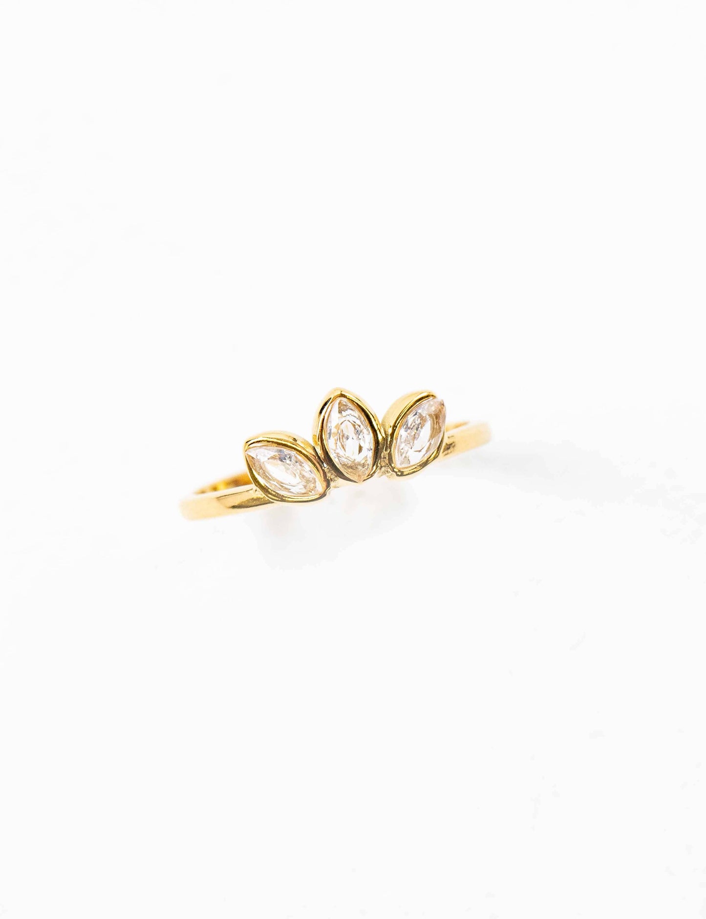 Lovoda Slanted Marquise Adjustable Ring - 14K Gold Plated