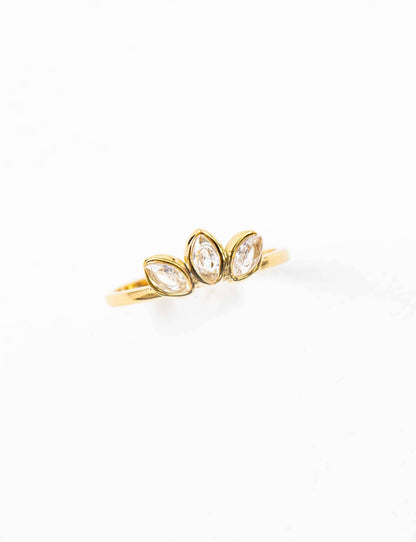 Lovoda Slanted Marquise Adjustable Ring - 14K Gold Plated