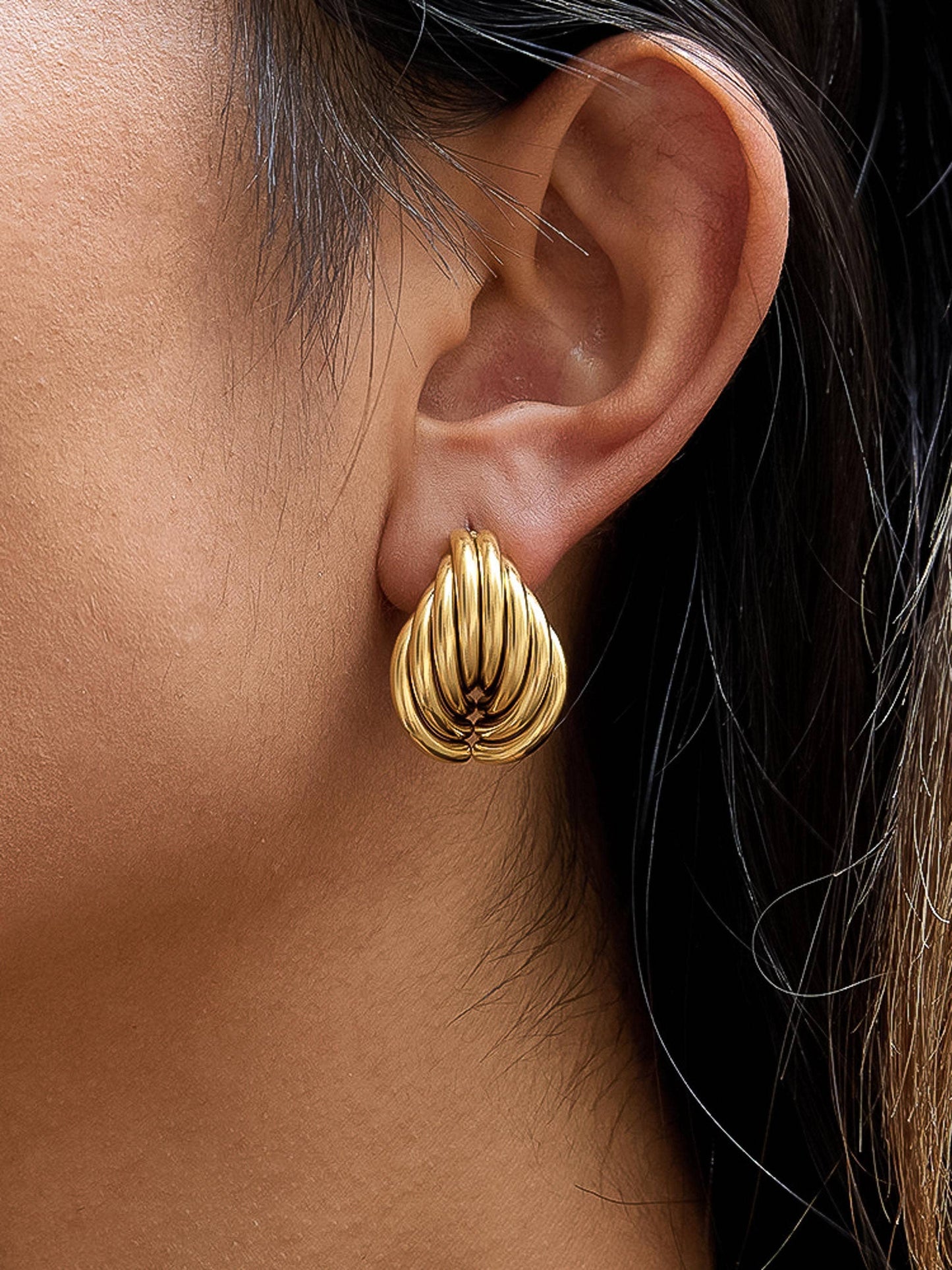 FM Lysandra Layered Teardrop Earrings - 18K Gold Plated
