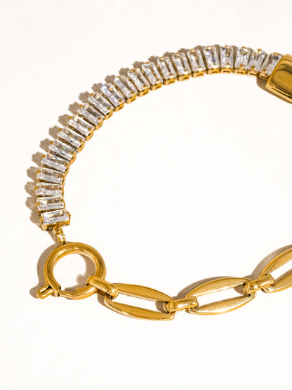 FM Benson Rhinestone Chain Bracelet - 18K Gold Plated
