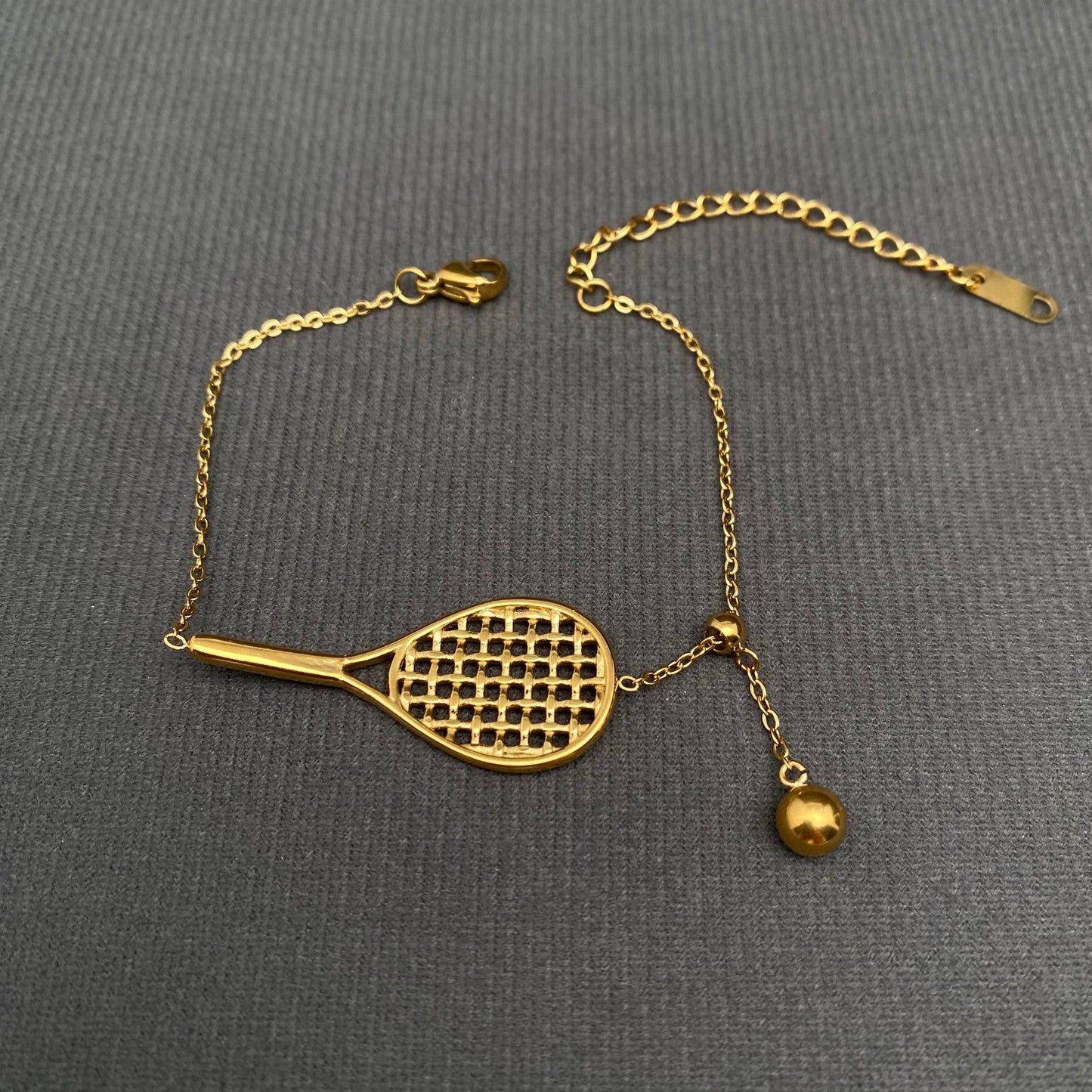 Tennis Design 18K Gold Plated S.Steel Charm Bracelet - FGS