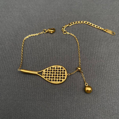 Tennis Design 18K Gold Plated S.Steel Charm Bracelet - FGS