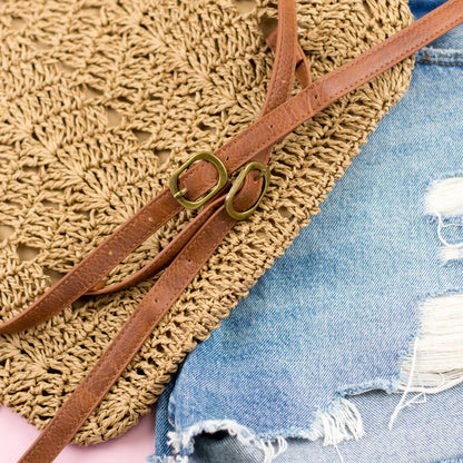 AC Woven Straw Backpack