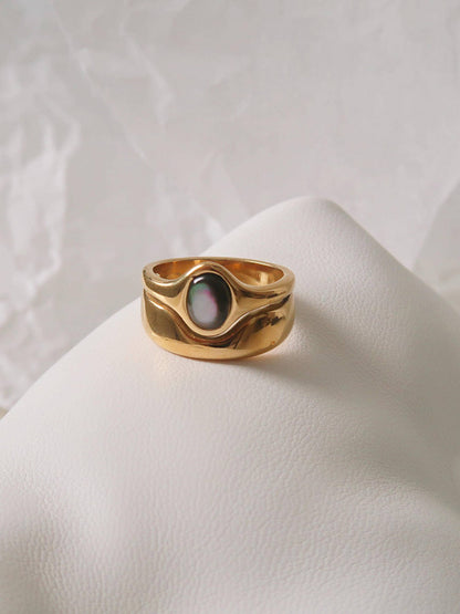 FM Alouette Stone Wave Ring - 18k Gold Plated/Sz 8