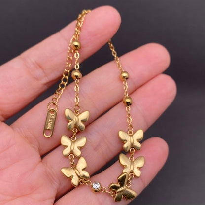Butterfly Linked 18K Gold Plated S.Steel Bracelet - FGS