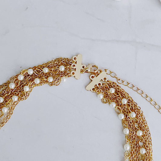 Ellison + Young Pearl And Chain Drape Necklace
