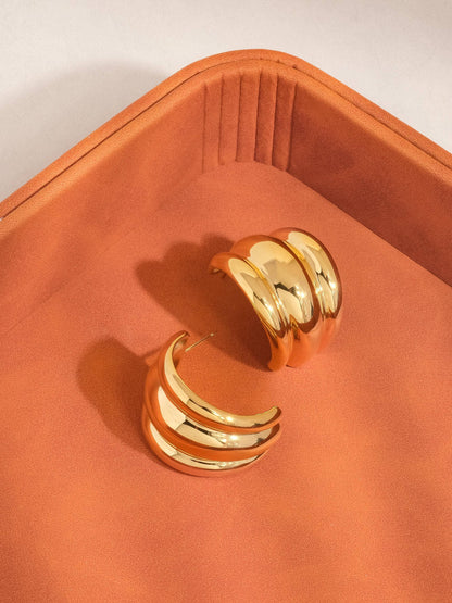FM Colton Layered Spiral Earring - 18K Gold Plated