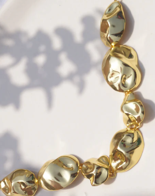 Molten Rocks Beaded Necklace - Gold