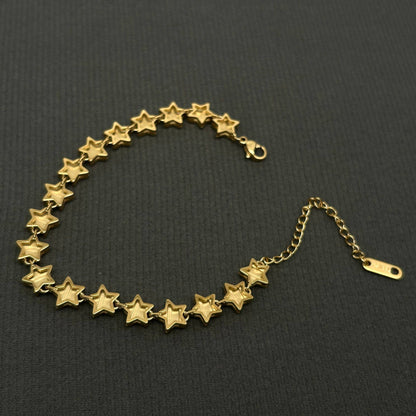 18K Gold Plated S.Steel Glossy Star linked Bracelet - FGS/MS
