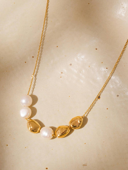 FMAIQ Maud Freshwater Pearl Beaded Necklace - 18K Gold Plated