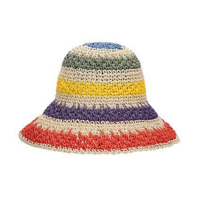 AC Rainbow Woven Straw Bucket Hat