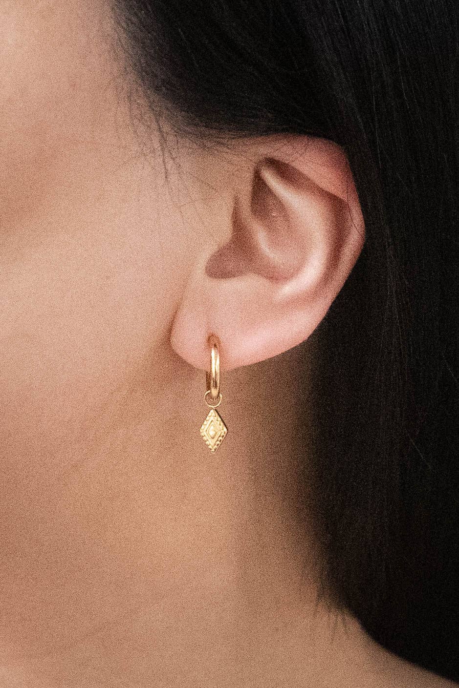 Lovoda Dangle Huggie Hoop Earrings - 14K Gold Plated