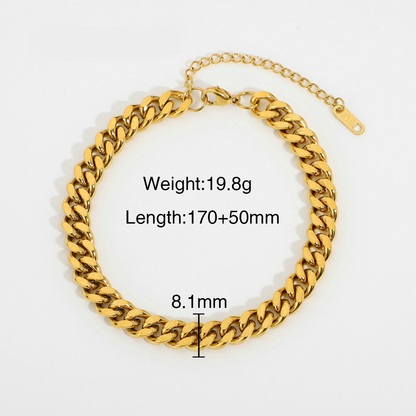 Multi Style 18K Gold Plated Steel Chain Bracelets - FGS