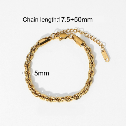 Multi Style 18K Gold Plated Steel Chain Bracelets - FGS