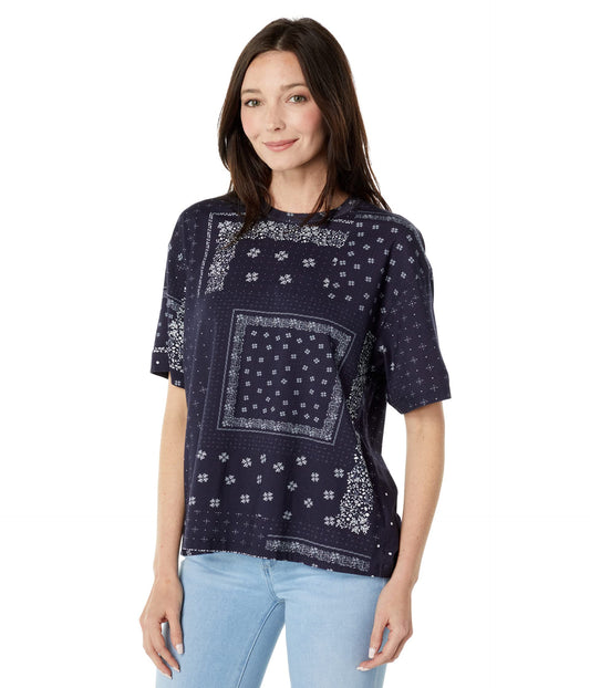AG Jeans Karter Ex-Boyfriend Bandana Tee Shirt - Deep Navy XS