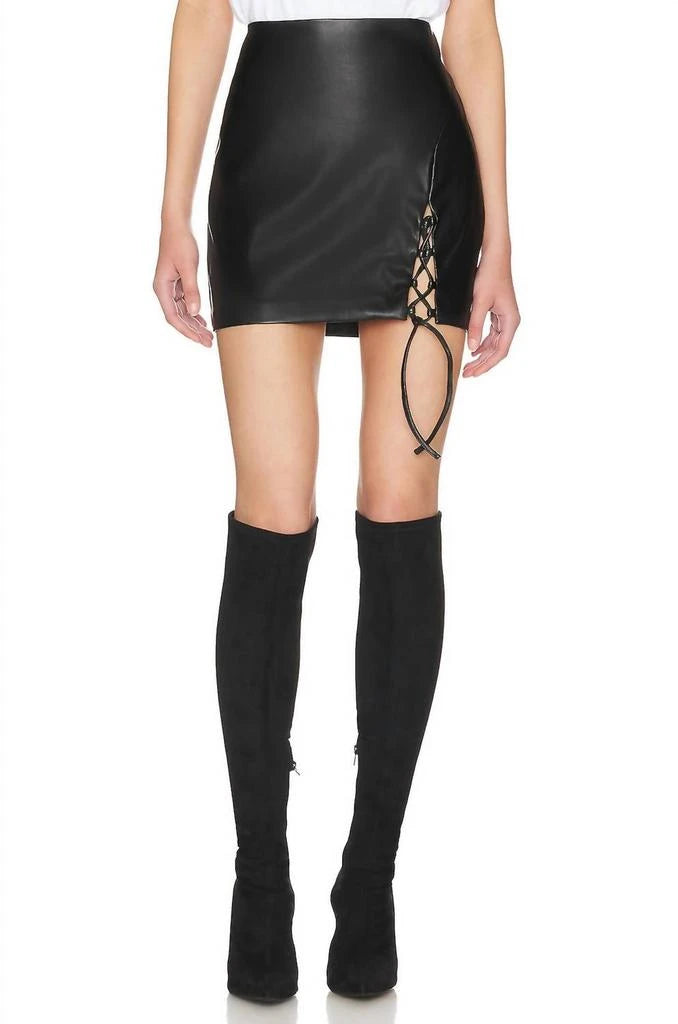 ASTR the Label Atwell Faux Leather Skirt - Black