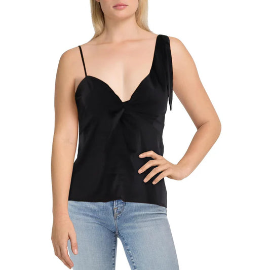 Aqua Shora Knot Front Tie Shoulder Top
