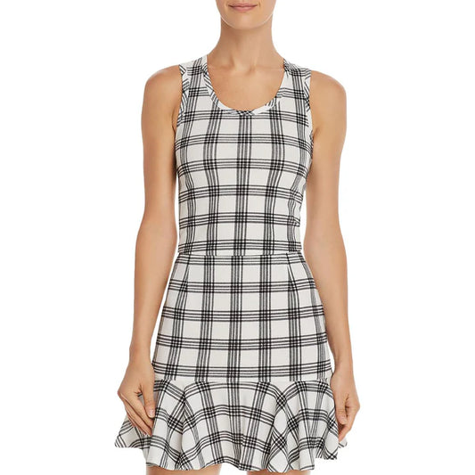 Aqua Plaid Racerback Tank Top - Blk/Wht