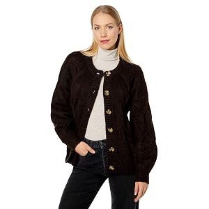 Madewell Aviva Cable Cardigan - Heather Bark