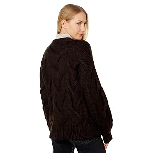 Madewell Aviva Cable Cardigan - Heather Bark
