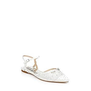 Badgley Mischka Karine Pointed Toe Flat - Wht 9